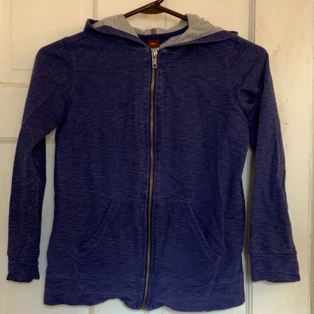 Tea Collection kids blue hoodie sweatshirt jacket in size large 8-10